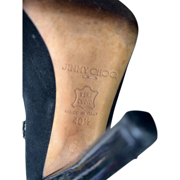 Jimmy Choo Suede Leather Studded Ankle Strap Stiletto Heels 40.5 (IT) Made Italy - Picture 13 of 13